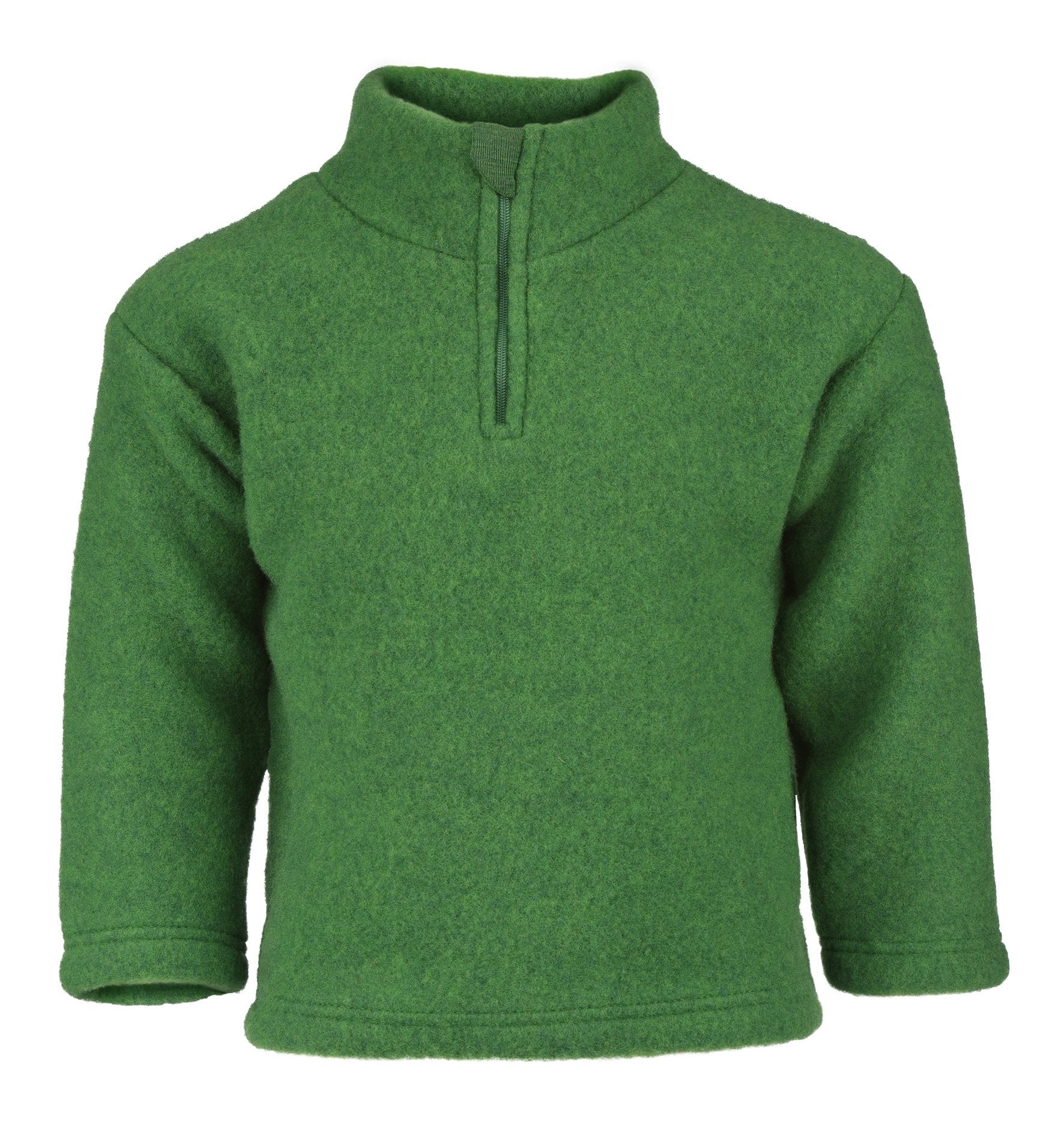 Pulover copii Engel din lana merinos fleece cu fermoar verde