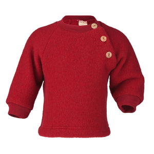 Pulover copii Engel cu nasturi din lana merinos fleece rosu 62/68 si 74/80