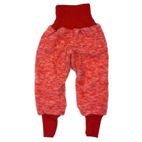 Pantaloni copii Cosilana din lana merinos fleece rosu