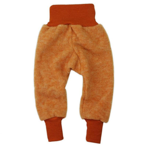 Pantaloni copii Cosilana din lana merinos fleece orange