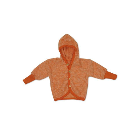 Jacheta copii Cosilana cu gluga din lana merinos fleece orange